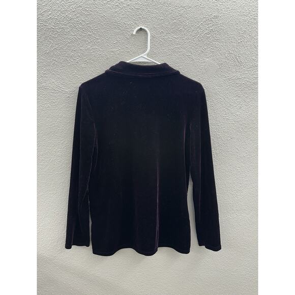 Kathie Lee Collection Womens Shirt Small Button Up Long Sleeve Purple Velour - Picture 7 of 11
